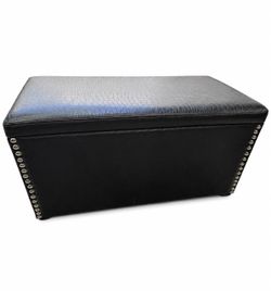Black Faux Leather Storage Ottoman Bench