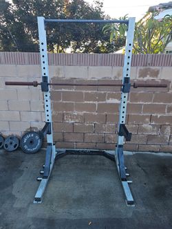 Squat rack olympic bar and weights
