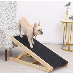 Like New, Wooden Pet Ramp, Non Slip Carpet Surface, Foot Pads, 41" Long- Adjustable from 12- 24”-Up to 200LBS 