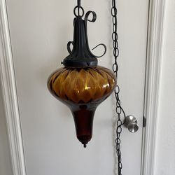 Mid Century Hanging Swag Glass Lamp MCM