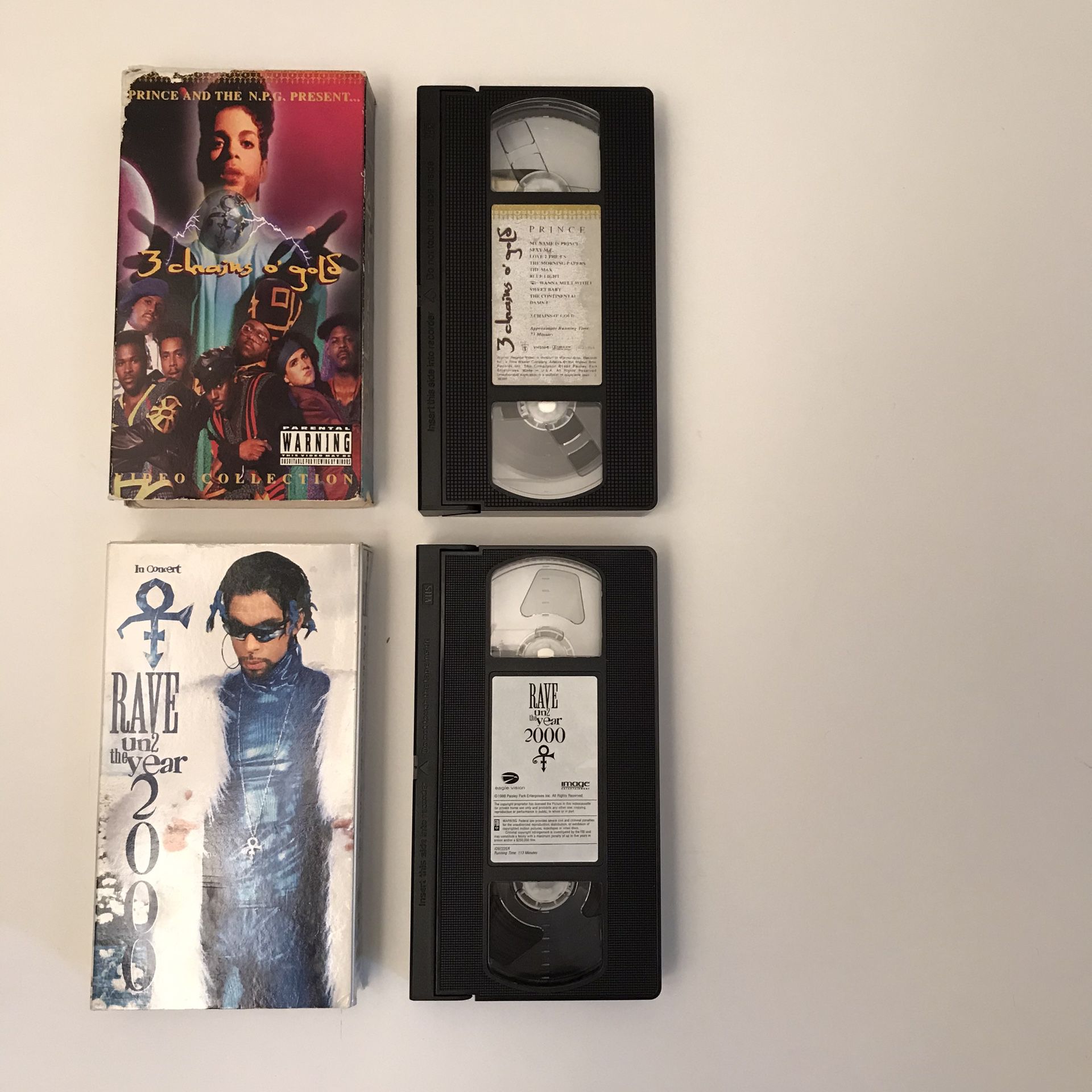 Prince movies vhs music video tapes rave year 2000 3 chains o gold