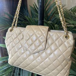 Chanel “authentic” Quilted Lambskin Beige Handbag