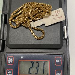 14KT GOLD FRANCO CHAIN 24”, 23 g., 2.5mm