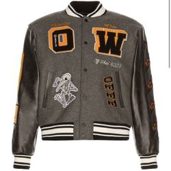 OFF-WHITE BRAND NEW**MENS PATCHED EMBELLISHED VARSITY BOMBER JACKET