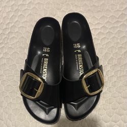 Birkenstock Madrid Big Buckle Black Leather Sandal
