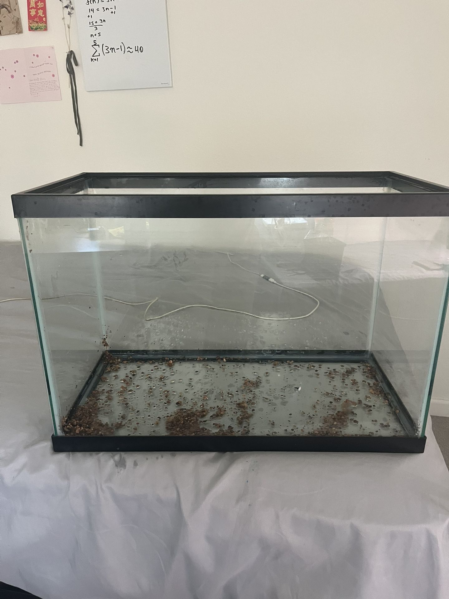 20 gallon fish tank + filter + light with remove + gravel
