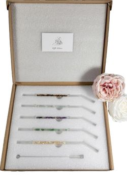 Brand New Crystal Glass Straw Set