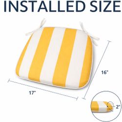 Outdoor Patio Chair Cushions, Water-Repellent U-Shape Thick Foam Seat Cushions with Ties, 17x16x2 All-Weather Cushions for Garden, Patio & Dining Chai