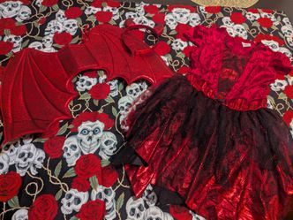 Girls Red Devil Halloween Costume with Wings