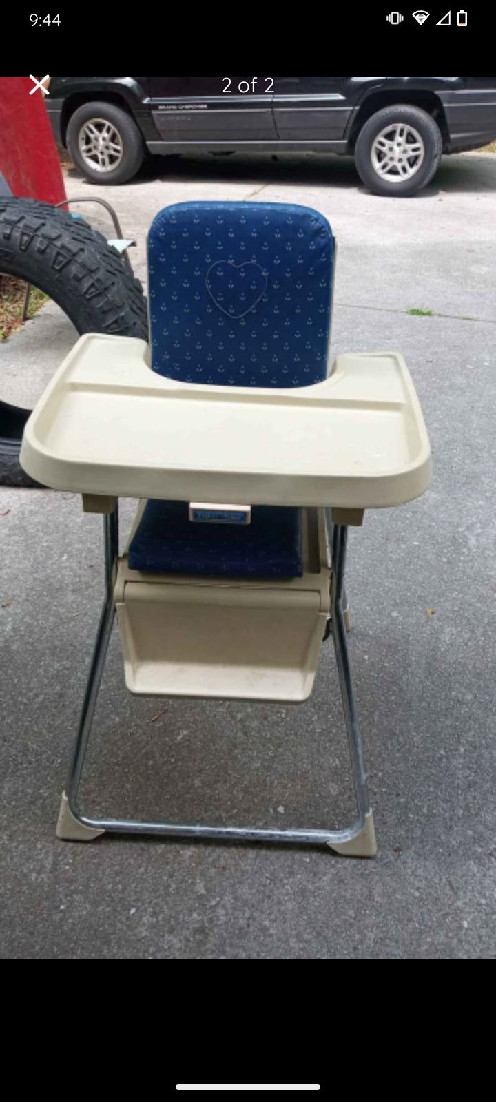 Dark Blue Heart High Chair