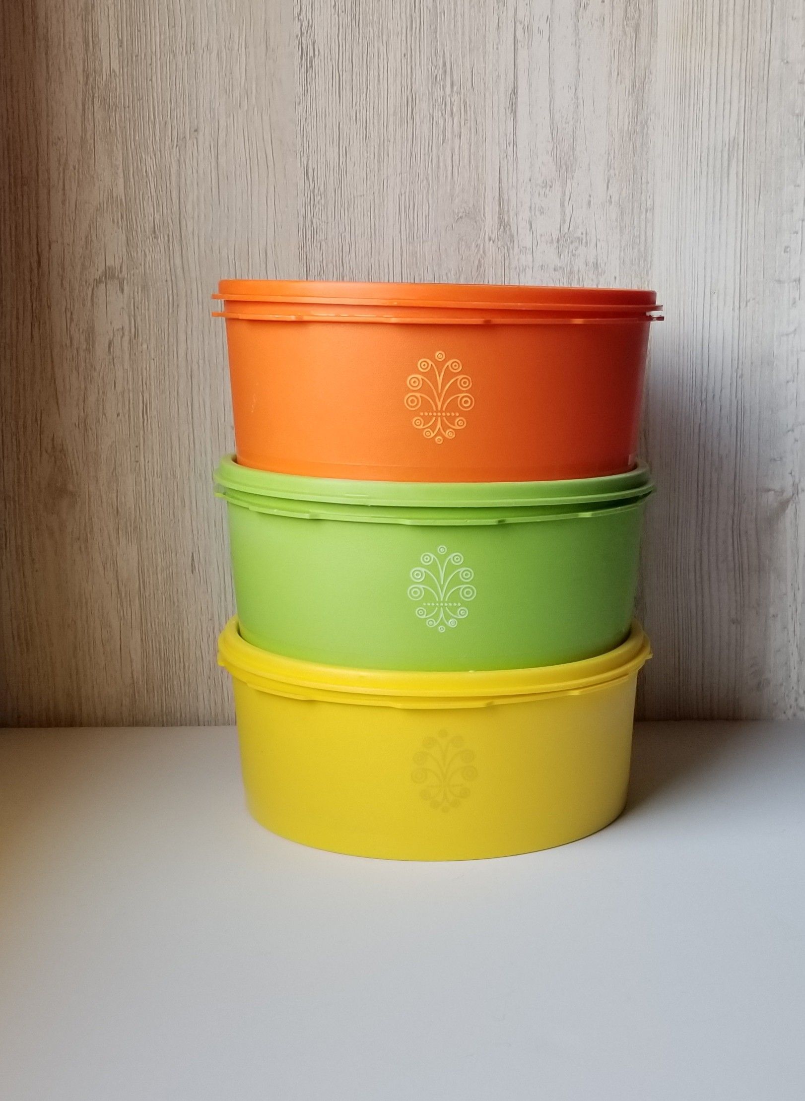 Vintage Tupperware ~ set of 3 colorful containers