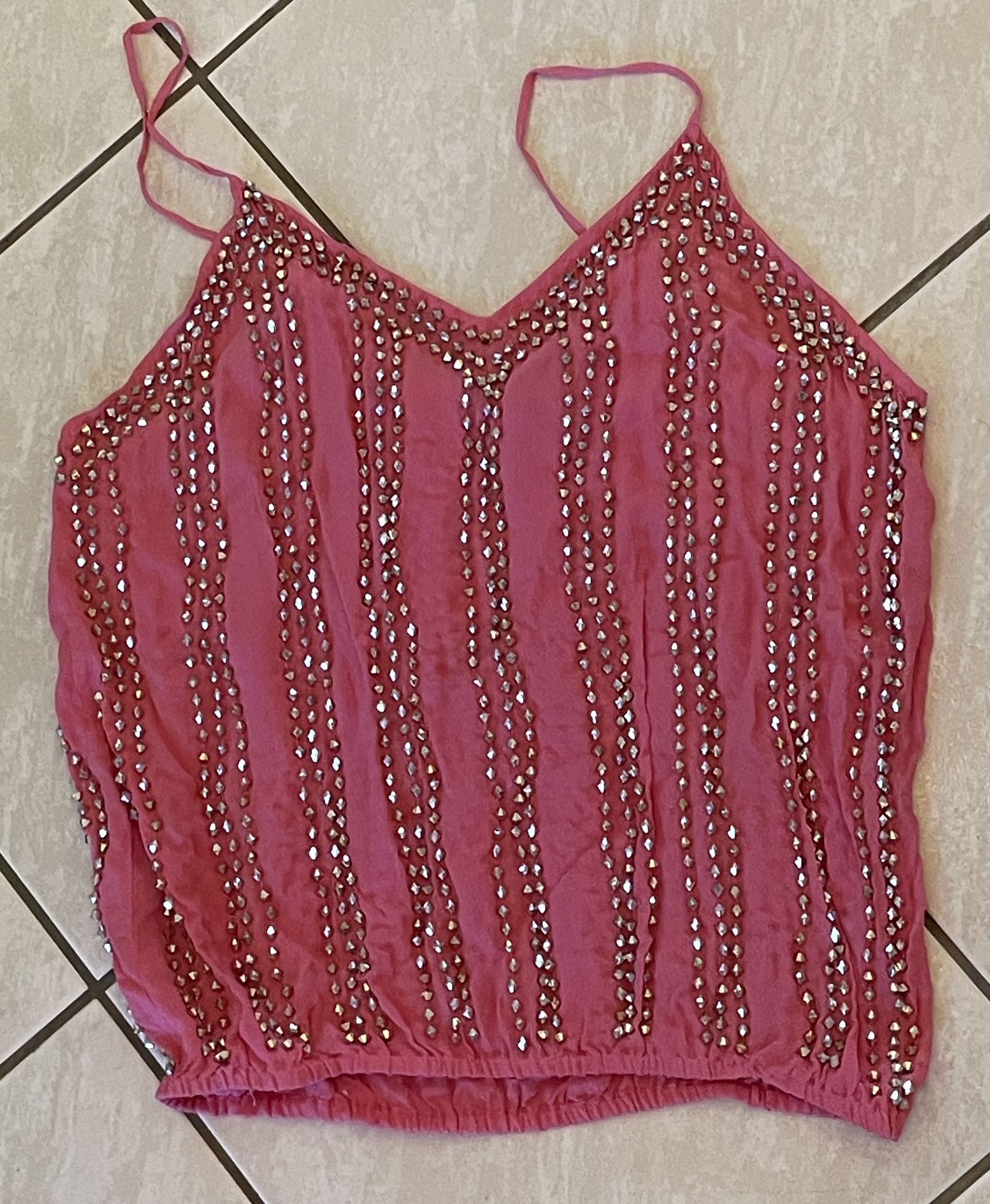 Boyod- Size Medium- Pink Tank Top With Silver Beaded Embellishment -  See images for details and condition  Previously worn and loved, not for many ye