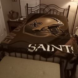 New Orleans Saints Helmet Full Size Bed Blanket 