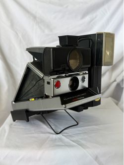Black Polaroid SX-70 Land Camera Sonar OneStep Folding Camera VGC TESTED BUNDLE