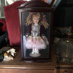 Porcelain Doll With Wooden Case