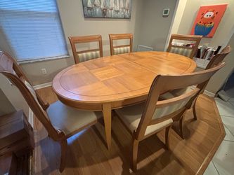 Solid wood table with 6 chairs