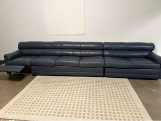Blue Leather Couch Statement Piece!