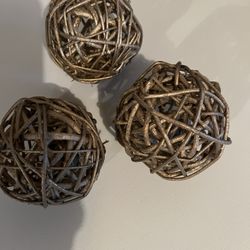 Wicker Decorative Filler Balls - Gold Accents 