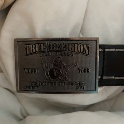 Grey Black True Religion Belt Size 34