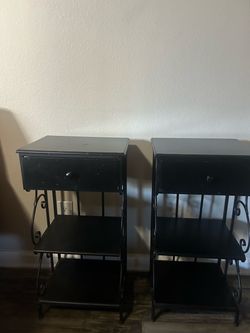 Black Metal Nightstand Set of 2