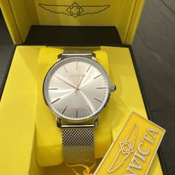 Invicta Women's Watch Angel Quartz Silver Tone Dial Mesh Bracelet w/ Case