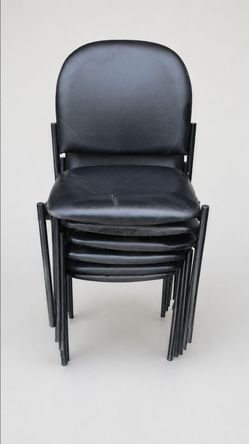 Set of 6 Stackable Black Padded Guest Chairs