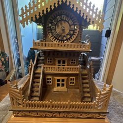 vintage wooden house clock