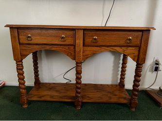 Solid Oak Console Table with Drawers