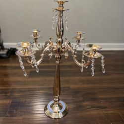 Vincidern 5 Arm Candelabra Candle Holder, 28 Inches Tall Gold 