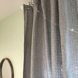 New 2 Curtain Panels 70"x34" Each With 6 Silver Curtain Rings.