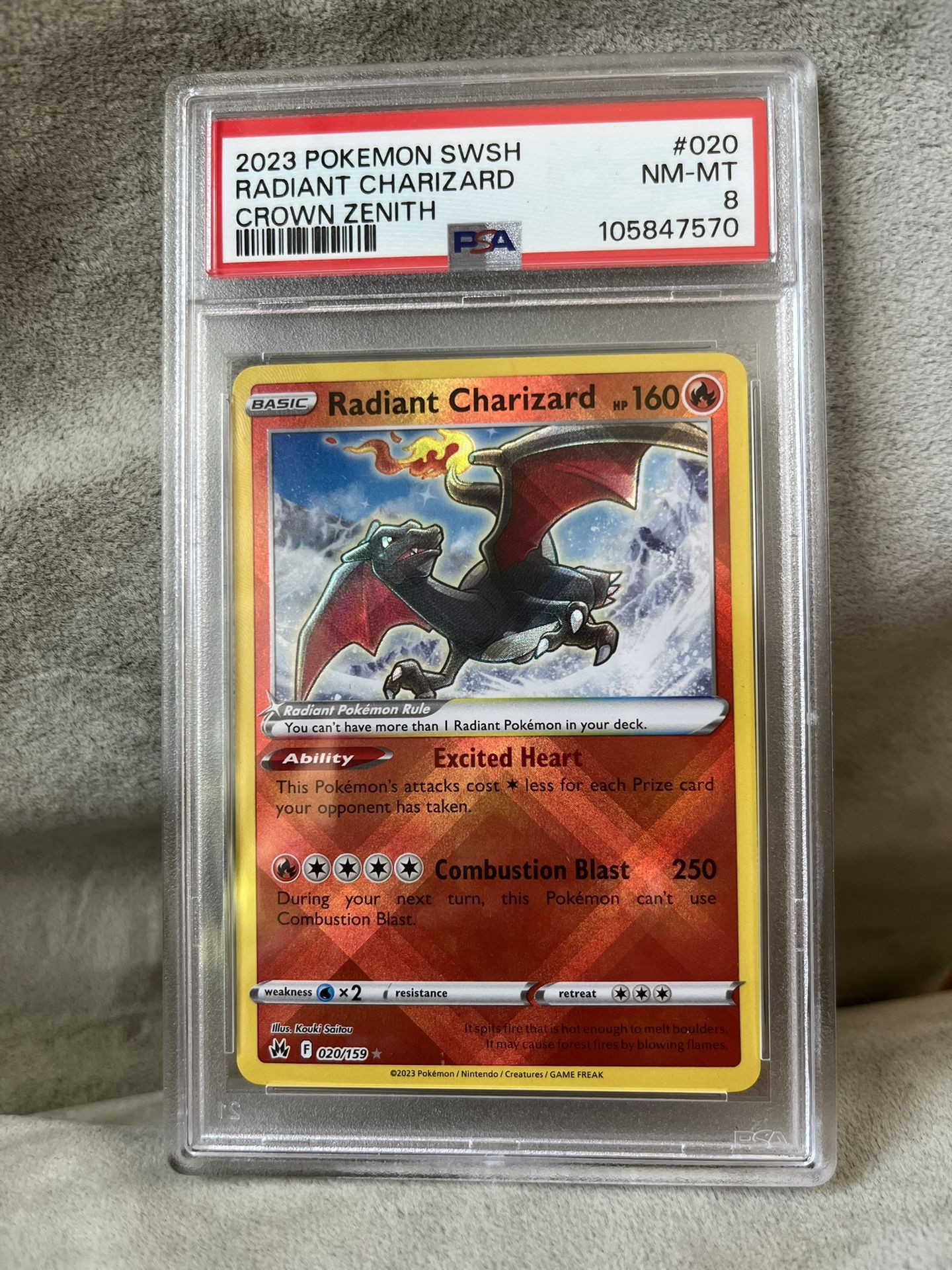 Pokemon Charizard Radiant Crown Zenith #20 PSA 8