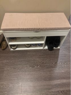 Apicizon 31 Inches Storage Bench with Padded Cushion, Shoe Bench with Storage Space