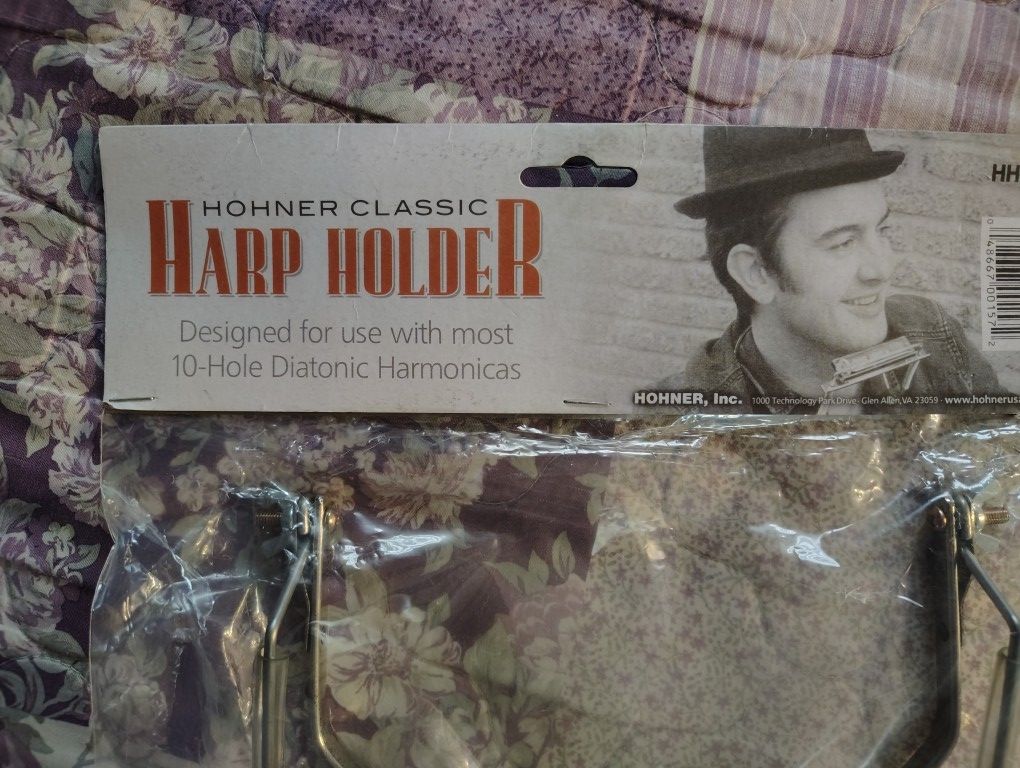 Bluesman Harmonica Holder Play Guitar An Harmonica At The Same Time
