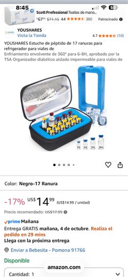 YOUSHARES Insulated Peptide Vial Case 17-Slot