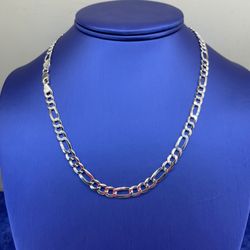 925 Sterling Silver 18” Figaro Necklace 13.00g 5.6mm 206164/18