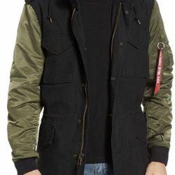 Alpha Industries Men's Fusion Field Coat Black Sage Jacket MJF47509C1 NWT Size L