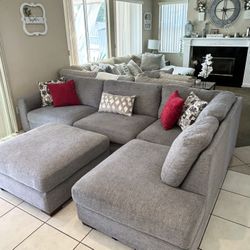 Beautiful Grey Sectional Couch From COSTCO With Matching Ottoman 