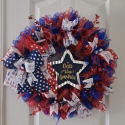 Patriotic Deco Mesh Wreath