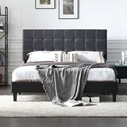 Queen Size Dark Grey Platform Bed + Including Mattress!! COMBO SALE!!!