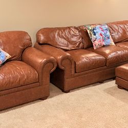 3-Seat Sofa, Armchair & Ottoman - made by Classic Leather