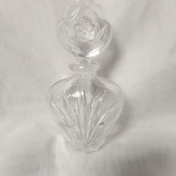 vintage Glass Perfume Bottle, Rose Design on Dabber, Great Home decor item