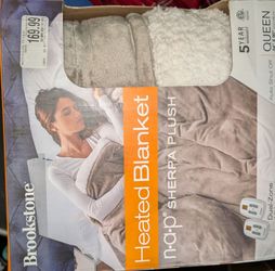 Brookstone Nap Sherpa Plush Heated Blanket Queen