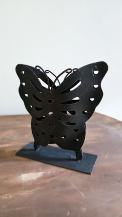 Vintage Rustic Iron Butterfly Votive Candle Holder