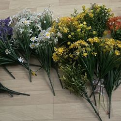 Floral Bundles Multiple Colors Plastic Vibrant Wild Flowers Wedding Quincenera Birthday Decorations