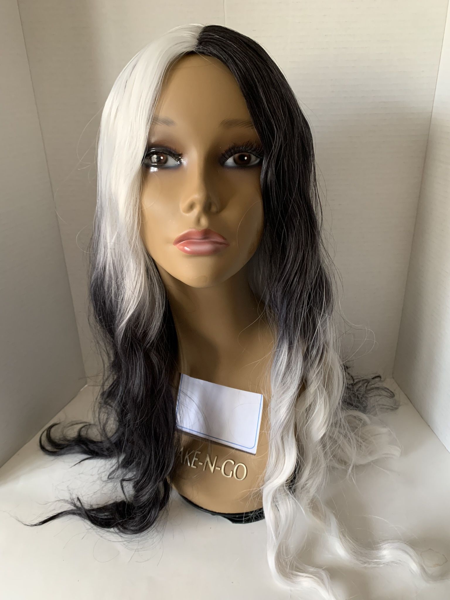 NEW Long Black & Grey-White Ombré Wig (27inches)