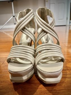 Herve Leger Omari Leather Platform Sandals