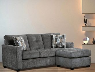 Grey Sofa Chaise Sectional with Accent Pillows
