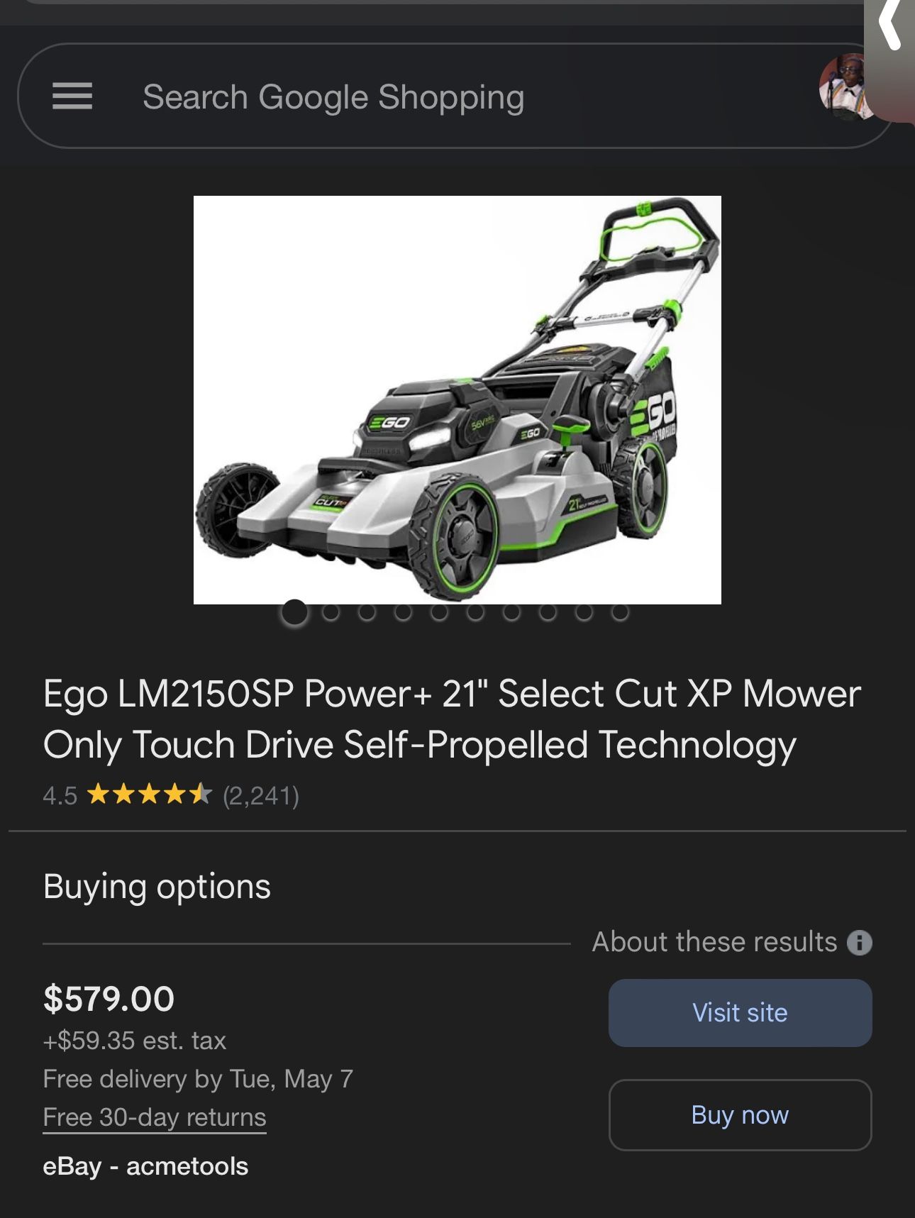 Ego LM2150SP Power+ 21" Select Cut XP Mower 