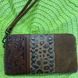 Leather Tri Fold Large Wristlet 