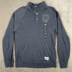 Disney Parks 2018 Logo Grey Mock Neck Snap Sweatshirt Men's Sz S